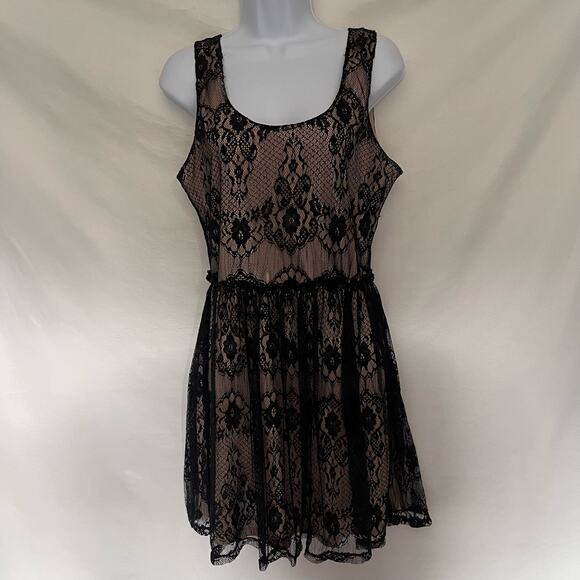 Y2K Wet Seal Lace Overlay Dress L Whimsigoth Festival Ruffle Romantic Party Goth - Picture 10 of 10